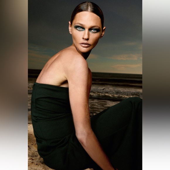 Zara SLIP MIDI DRESS. Green. Size L. New with Tags. - Picture 2 of 5